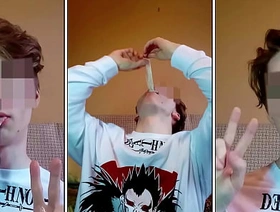 wretch swallows cum unfamiliar a used condom hot gay starless porn