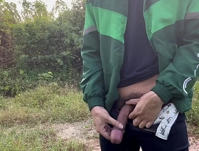 Hard cock not allowed me to piss outdoor. chinese live gay porn