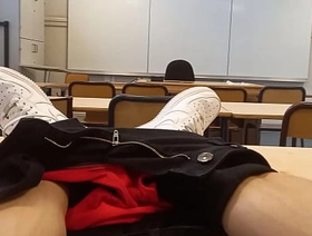 Horny at school during make advances revision, this French-Asian student takes out his cock in public, jerks off in a risky university classroom chinese athlete gay porn