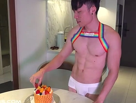 Stained cake? model eating!He's such a tease... cute gay porn korean