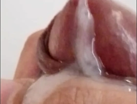 Jacking off my uncircumcised cock, cumming, extreme closeup. July 7, 2024. chinese well-pleased shower porn