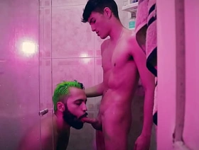 Camilo Brown Caught Hot Twink Andres ZP Jerking To Him And Invited Him Into The Shower For An Dazzling Blowjob gay porn cowok indonesia