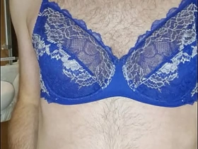 Crossdresser wearing Blue Wacoal Lingerie hot gay porn tubes