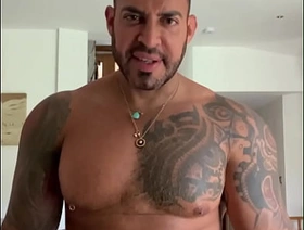 Latino man Viktor rom flexing muscle and masturbate his bbc humiliation to you hot unconcerned sauna porn