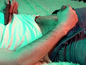 a young hot guy watches porn insusceptible to his phone and jerks gone his closely-knit cock. hot muscle bottom gay porn