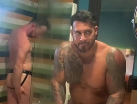 Latino BBC VIKTOR ROM with submissive in SHOWER - SERGIO WILDE -- hot stump daddy gay porn