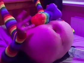 Size Queen Femboy Raine stretched by HUGE TOYS! gay porn hot hairy